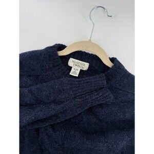 Heather & Tweed Sweater Mens XL Blue Wool Shetland Pullover Winter preppy Itchy